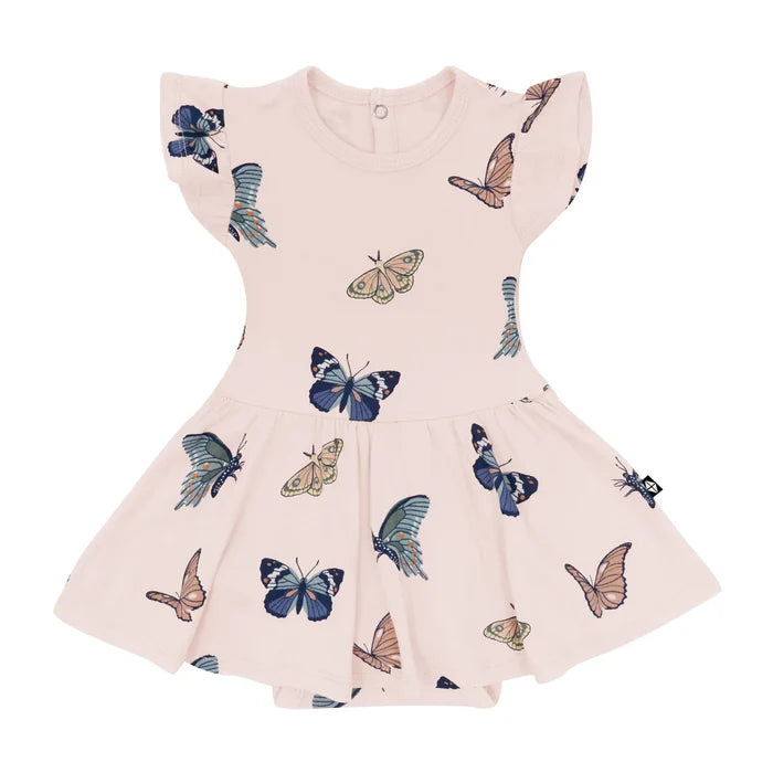 Kyte Baby Twirl Bodysuit Dress - Blush Butterfly