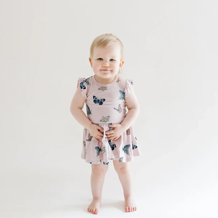 Kyte Baby Twirl Bodysuit Dress - Blush Butterfly