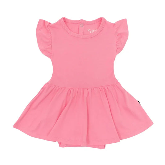Kyte Baby Twirl Bodysuit Dress - Guava