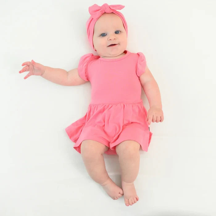 Kyte Baby Twirl Bodysuit Dress - Guava