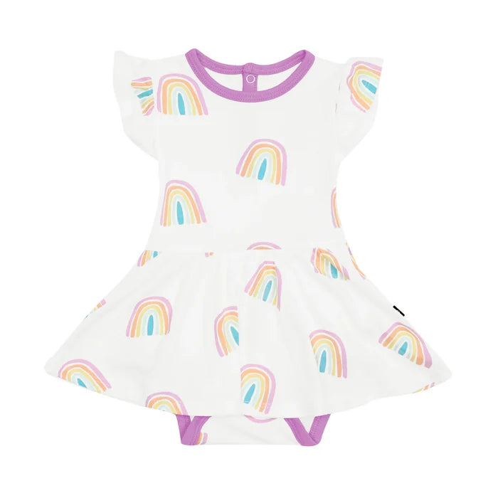 Kyte Baby Twirl Bodysuit Dress - Poi Rainbow