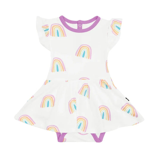 Kyte Baby Twirl Bodysuit Dress - Poi Rainbow