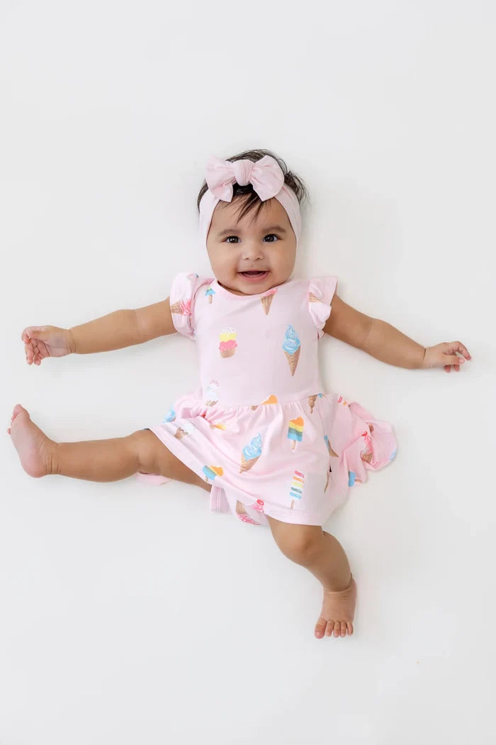 Kyte Baby Twirl Bodysuit Dress - Sakura Ice Cream