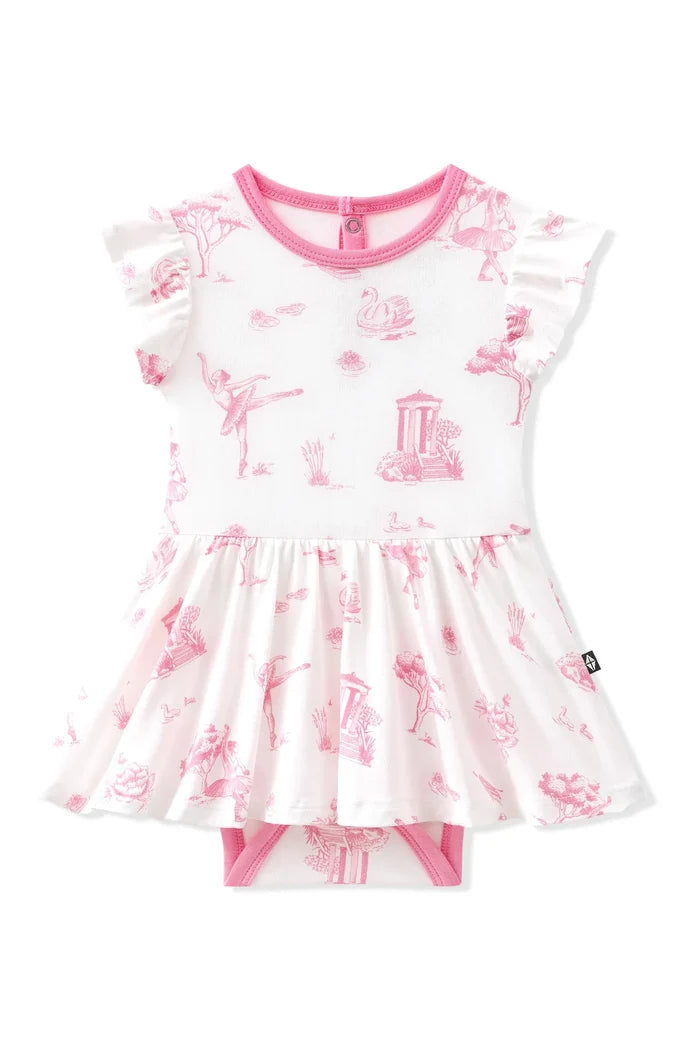 Kyte Baby Twirl Bodysuit Dress - Toile Ballet