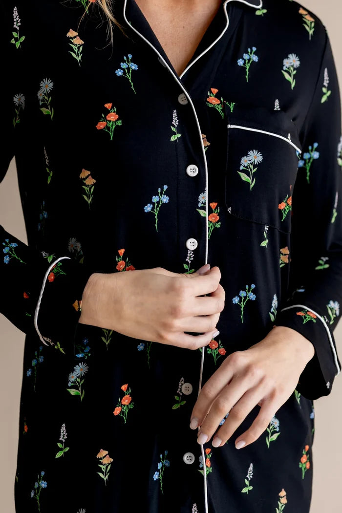 Kyte Baby Women's Long Sleeve Nightshirt - Midnight Wildflower