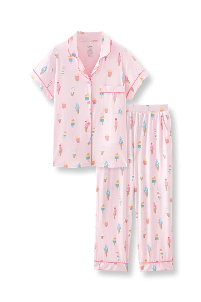 Kyte Baby Women's Short Sleeve Cropped Pajama Set - Sakura Ice Cream