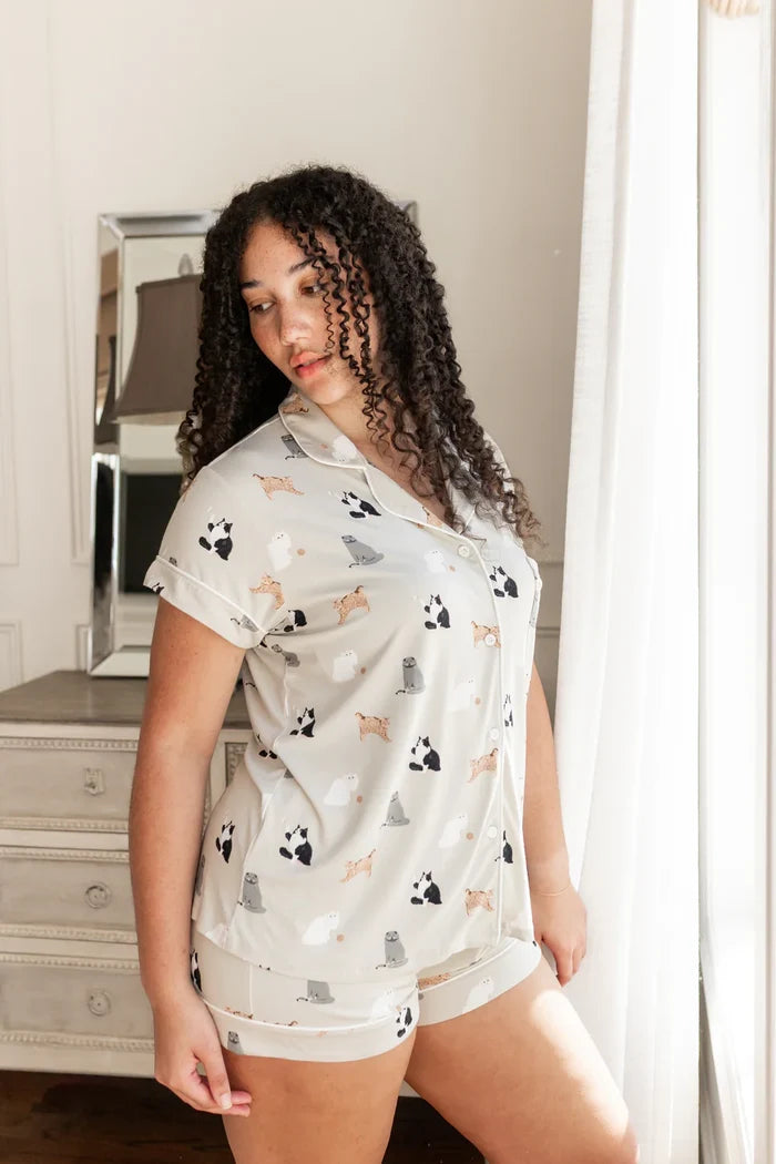 Kyte Baby Women's Short Sleeve Pajama Set - Fluffy Cat