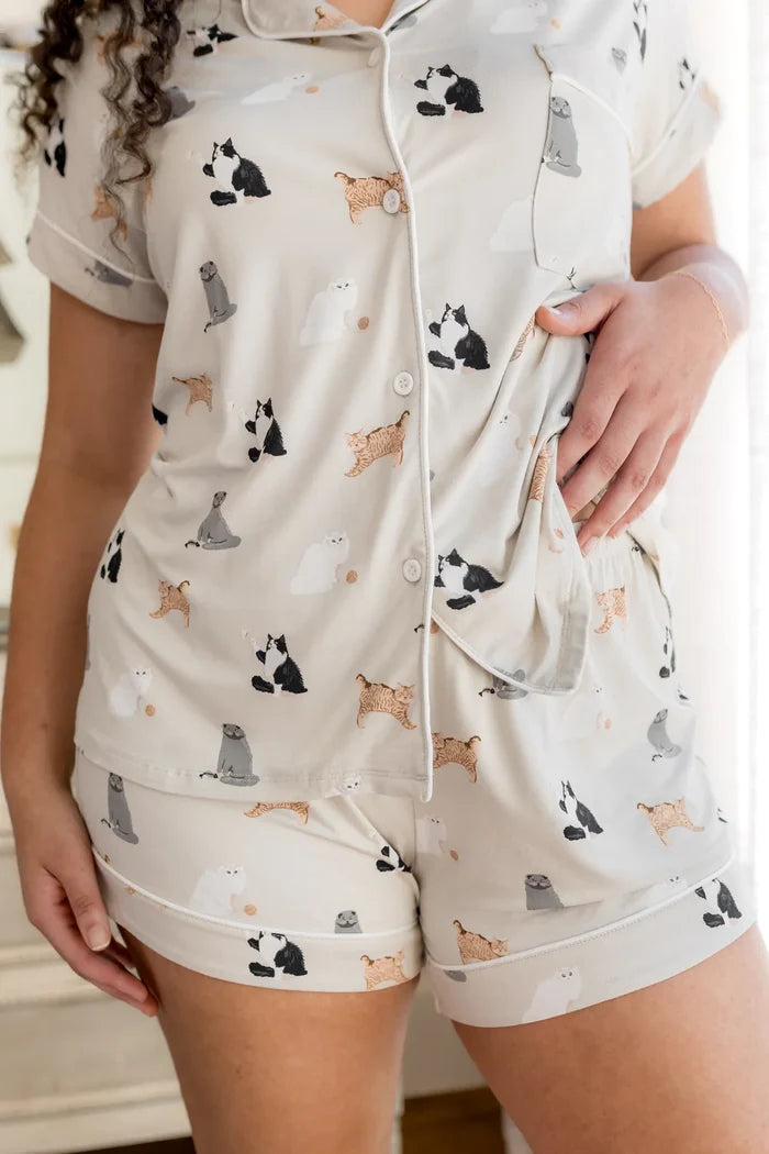 Kyte Baby Women's Short Sleeve Pajama Set - Fluffy Cat