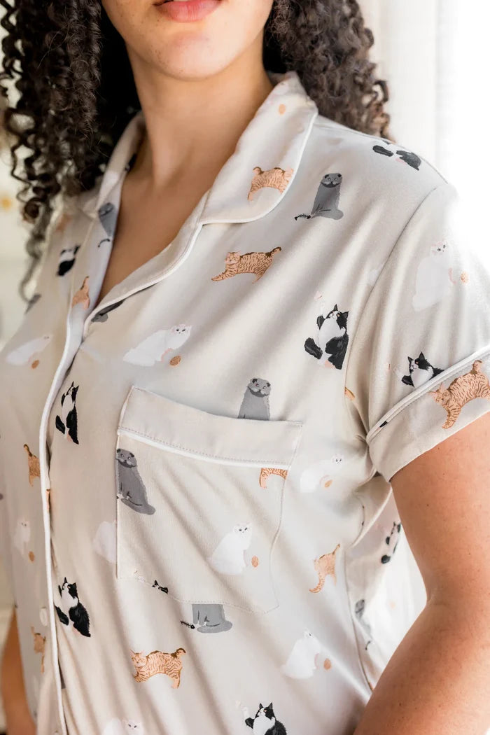 Kyte Baby Women's Short Sleeve Pajama Set - Fluffy Cat