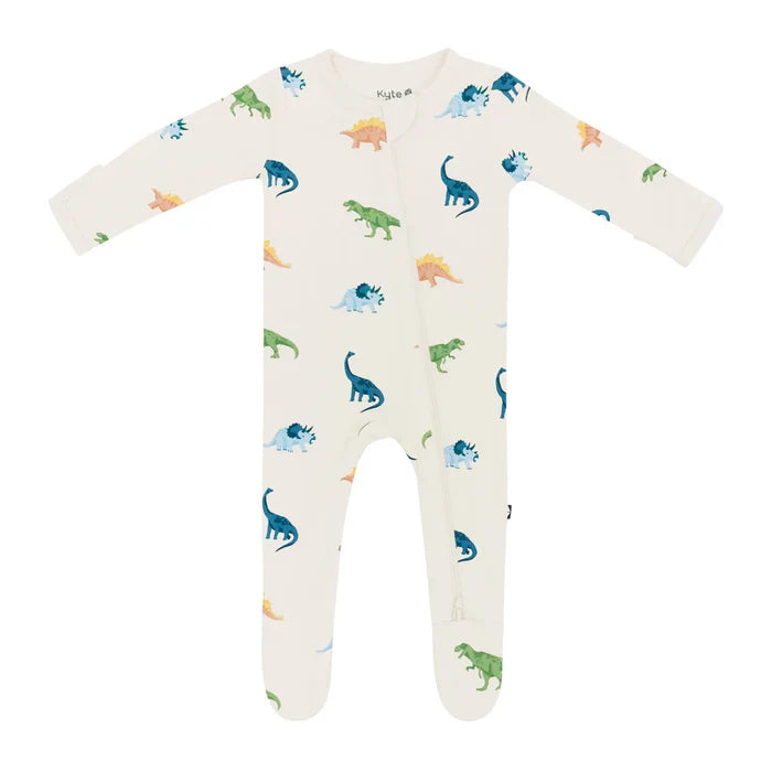Kyte Baby Zippered Footie - Ecru Roar