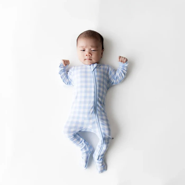 Kyte Baby Zippered Footie - Gingham Breeze