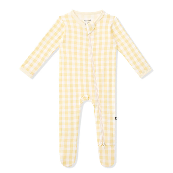 Kyte Baby Zippered Footie - Gingham Chamomile