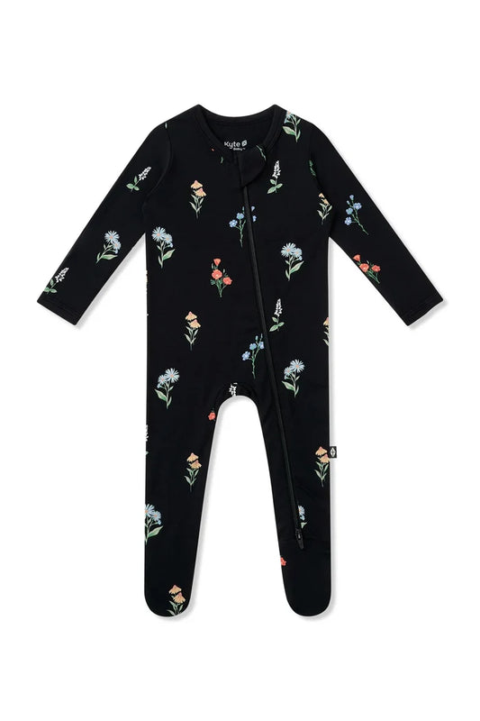 Kyte Baby Zippered Footie - Midnight Wildflower