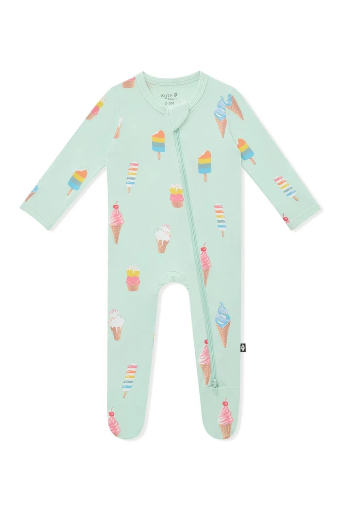 Kyte Baby Zippered Footie - Mint Ice Cream
