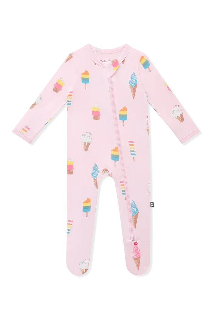 Kyte Baby Zippered Footie - Sakura Ice Cream