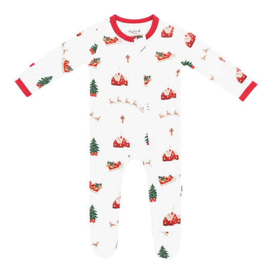 Kyte Baby Zippered Footie - Santa Sleigh