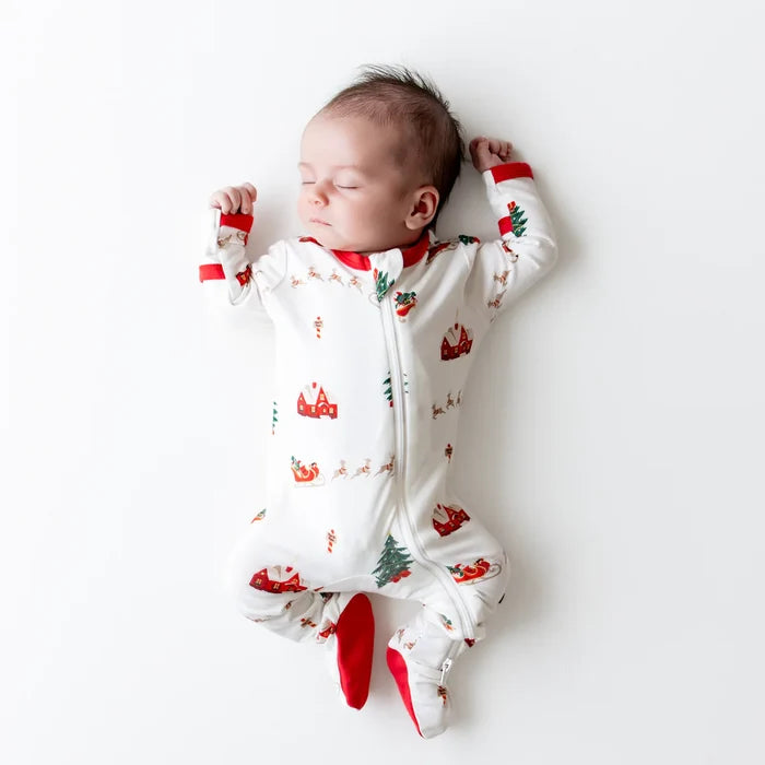 Kyte Baby Zippered Footie - Santa Sleigh