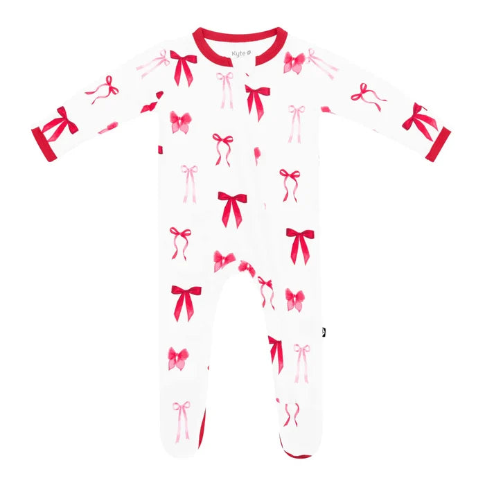 Kyte Baby Zippered Footie - Small Love Bow