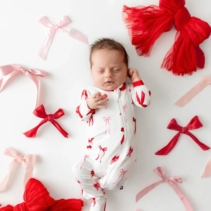 Kyte Baby Zippered Footie - Small Love Bow
