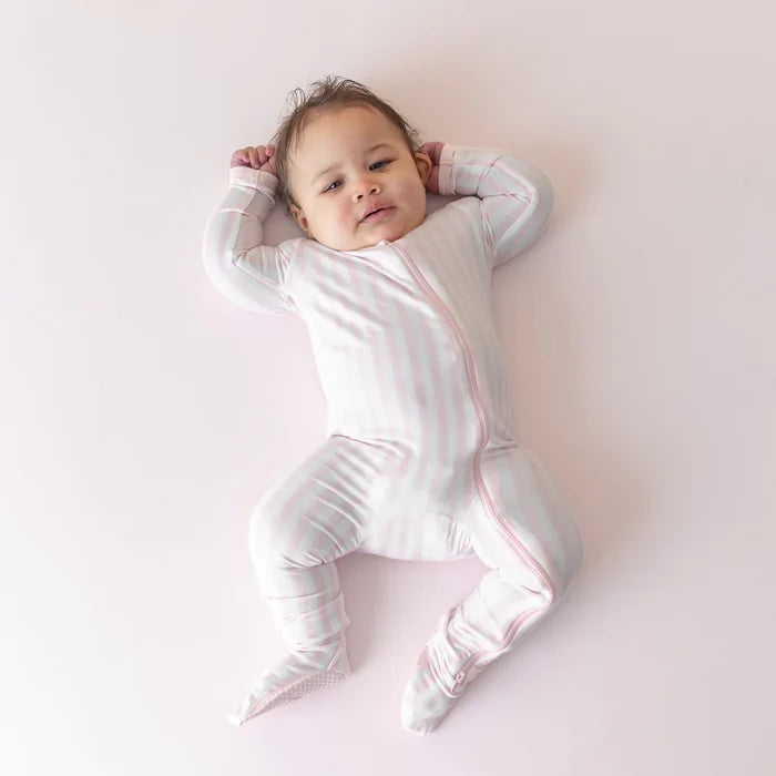 Kyte Baby Zippered Footie - Small Sakura Stripe