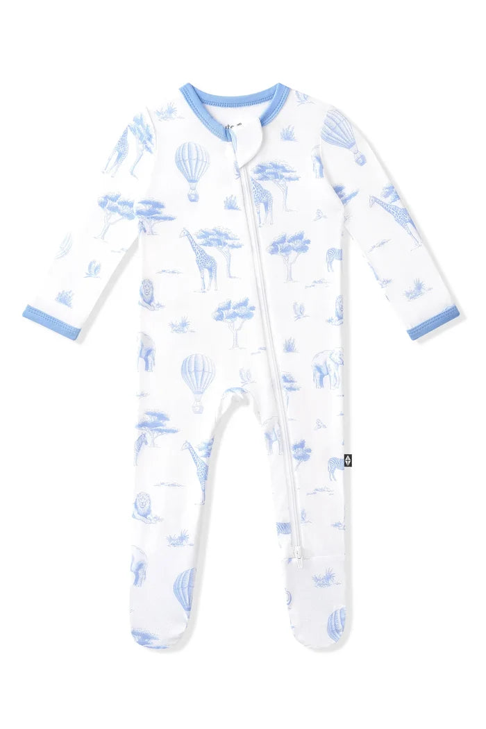 Kyte Baby Zippered Footie - Toile Safari