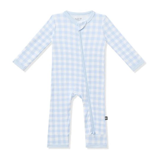Kyte Baby Zippered Romper - Gingham Breeze