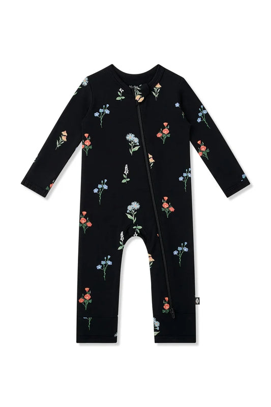 Kyte Baby Zippered Romper - Midnight Wildflower