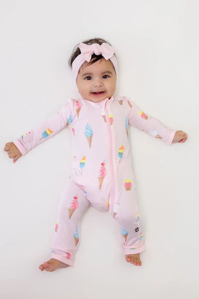 Kyte Baby Zippered Romper - Sakura Ice Cream