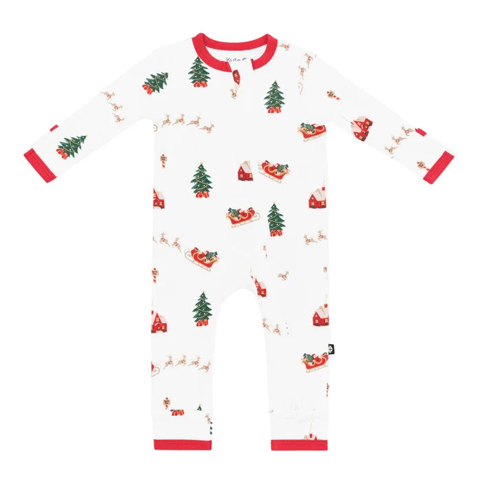 Kyte Baby Zippered Romper - Santa Sleigh