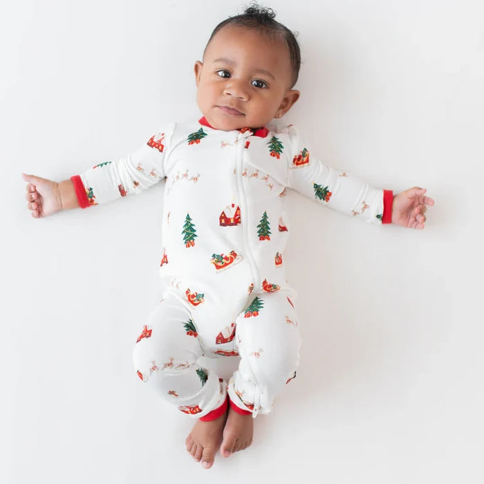 Kyte Baby Zippered Romper - Santa Sleigh