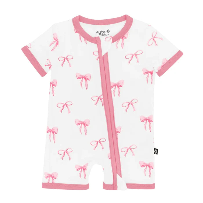 Kyte Baby Zippered Shortall Romper - Bow