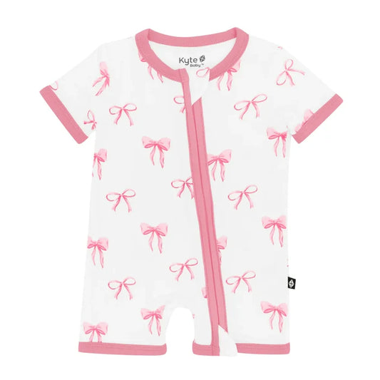 Kyte Baby Zippered Shortall Romper - Bow