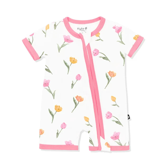 Kyte Baby Zippered Shortall Romper - Tulip