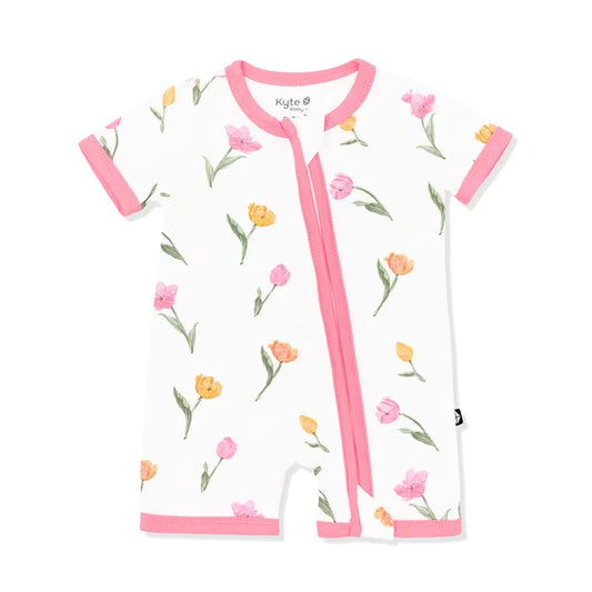 Kyte Baby Zippered Shortall Romper - Tulip