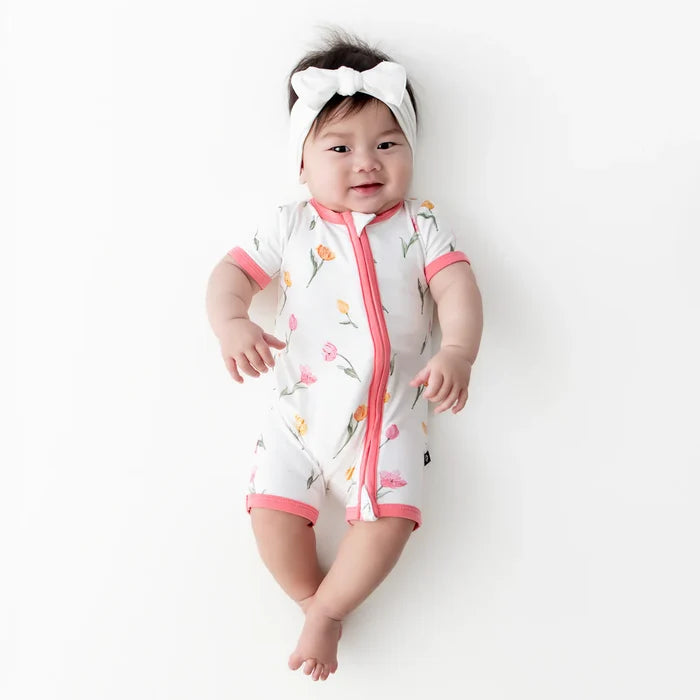 Kyte Baby Zippered Shortall Romper - Tulip