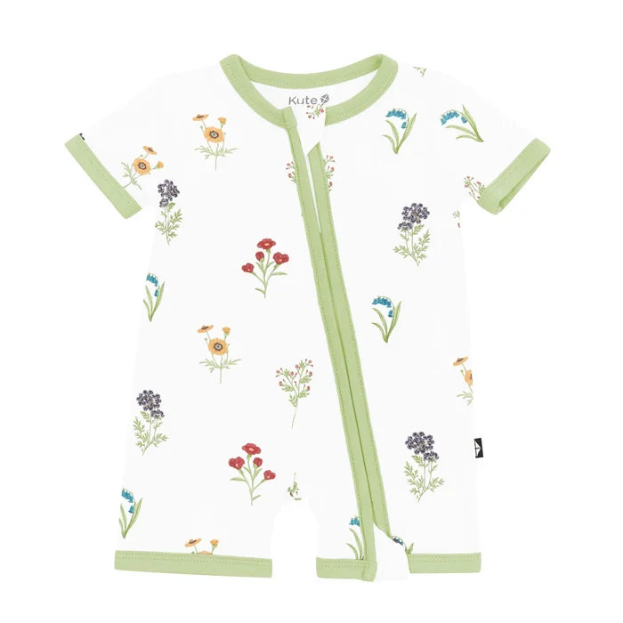 Kyte Baby Zippered Shortall Romper - Wildflower