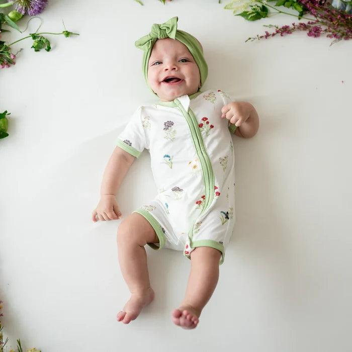 Kyte Baby Zippered Shortall Romper - Wildflower