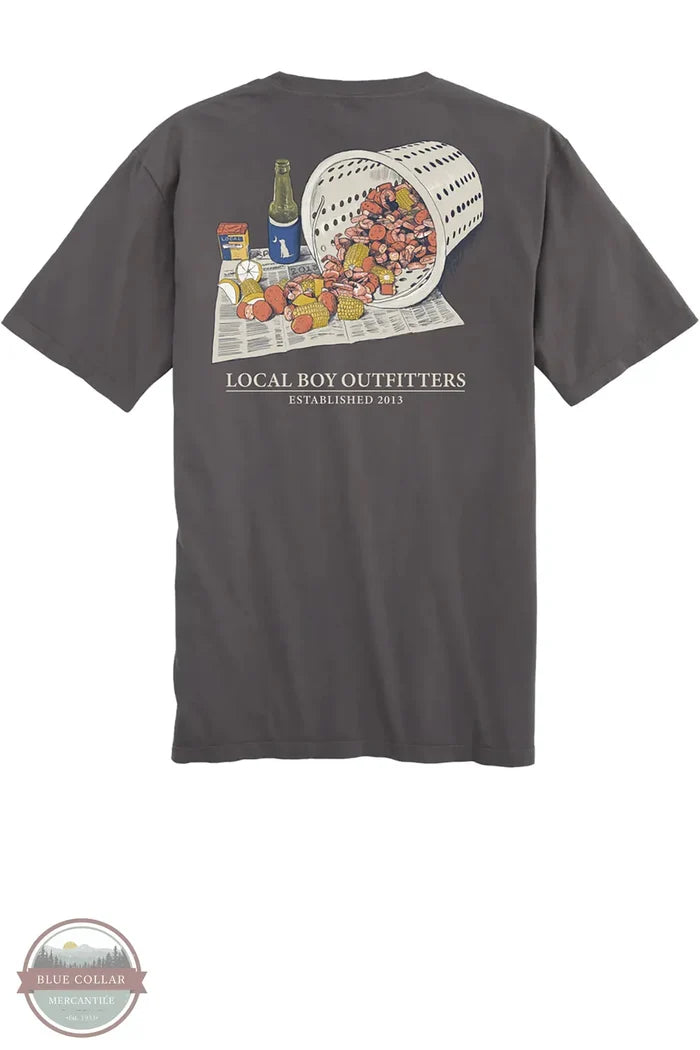 Local Boy Outfitters Low Country Boil T-Shirt L1000744-GRY back print of shirt view