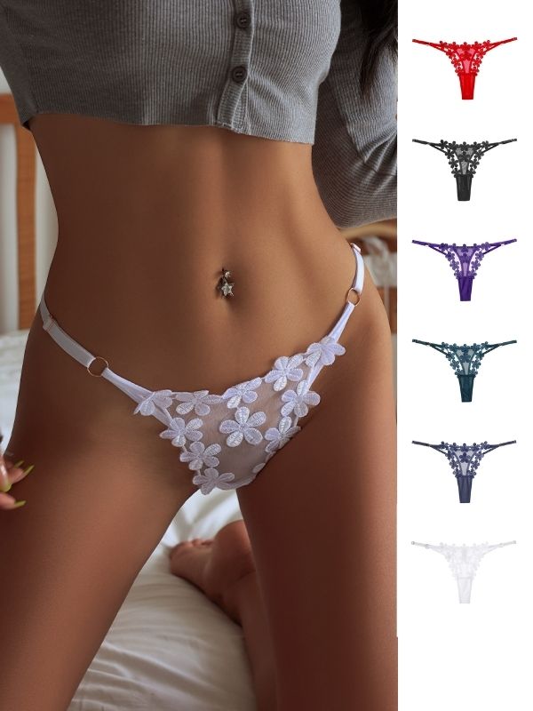 Lace Flower T-back Panties