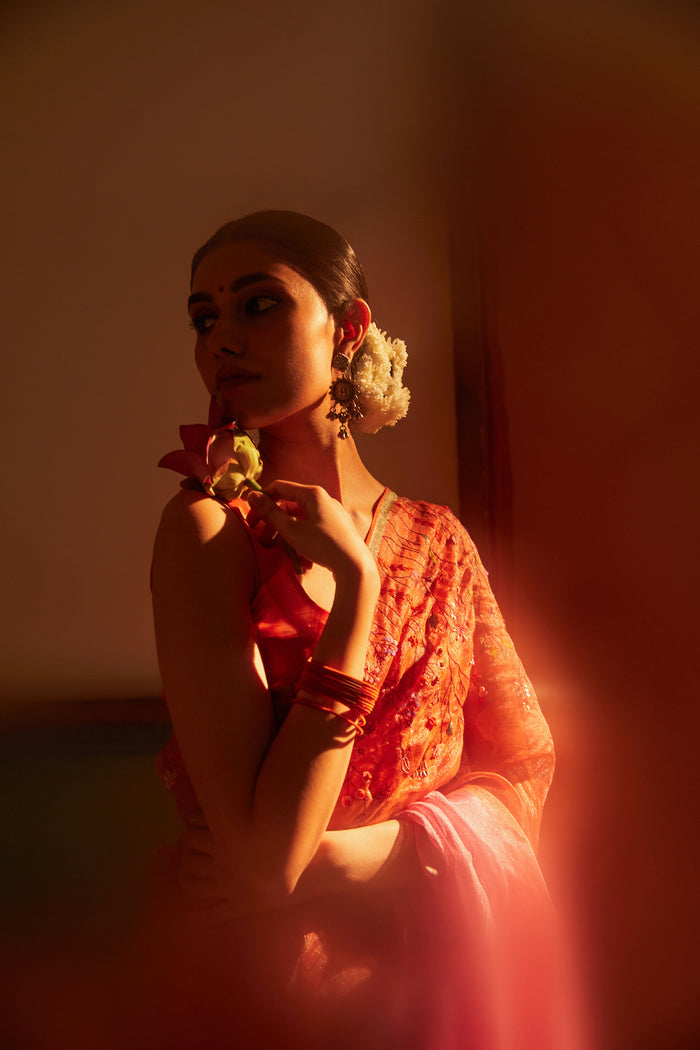 Laila Zari Linen Sari