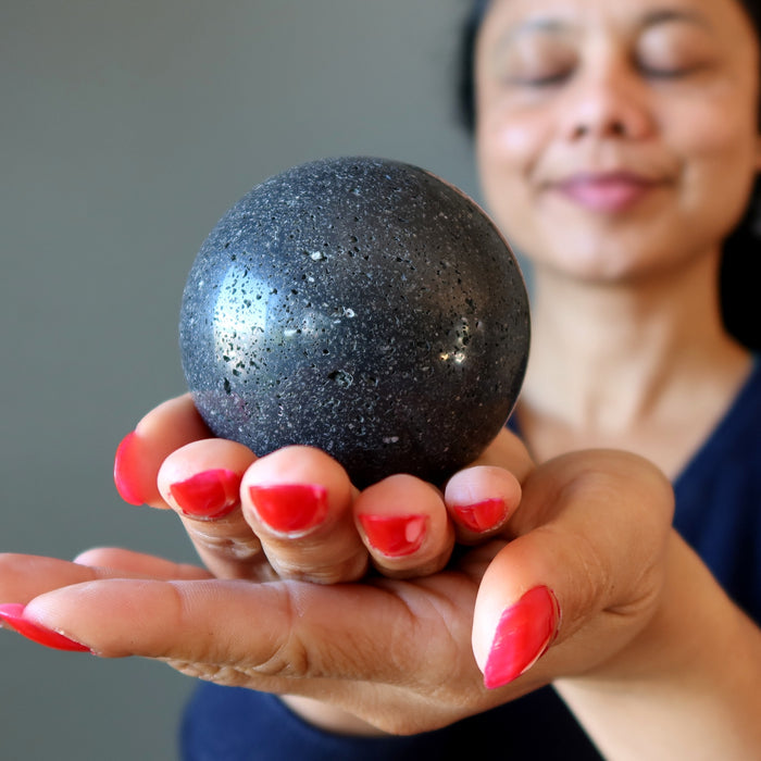 Lava Sphere Volcano Power Black Basalt Crystal Ball
