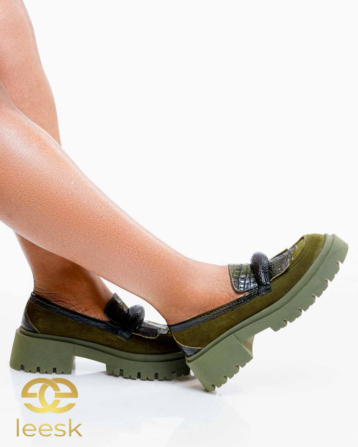 LEESK Ravello Suede Loafer – Olive (Thandeka)