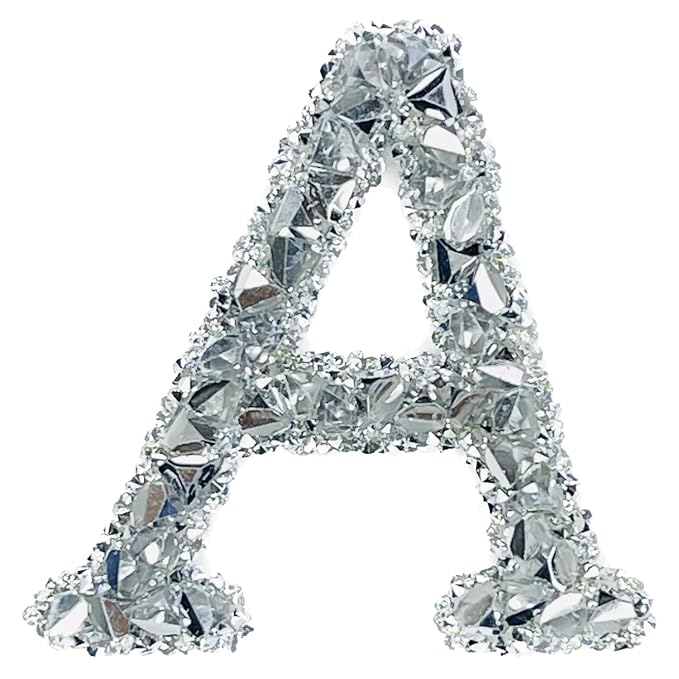 Letter B White Sparkling Rhinestone Patch