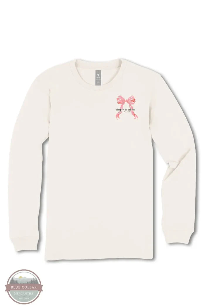 Simply Southern LS-HERD-LINEN Highland Cow Long Sleeve T-Shirt in Cream, front design