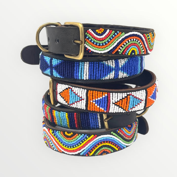 Maasai Leather Beaded Dog Collar