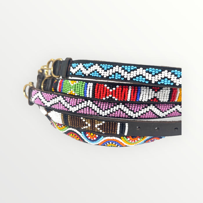Maasai Leather Beaded Dog Collar