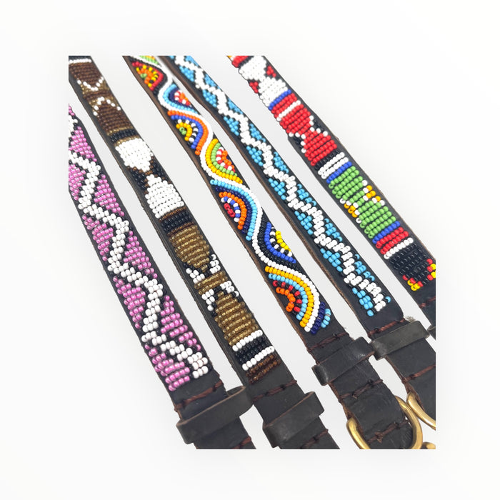 Maasai Leather Beaded Dog Collar