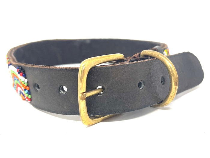 Maasai Leather Beaded Dog Collar
