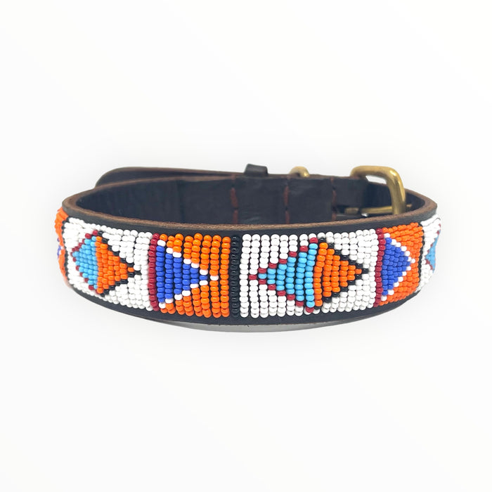 Maasai Leather Beaded Dog Collar