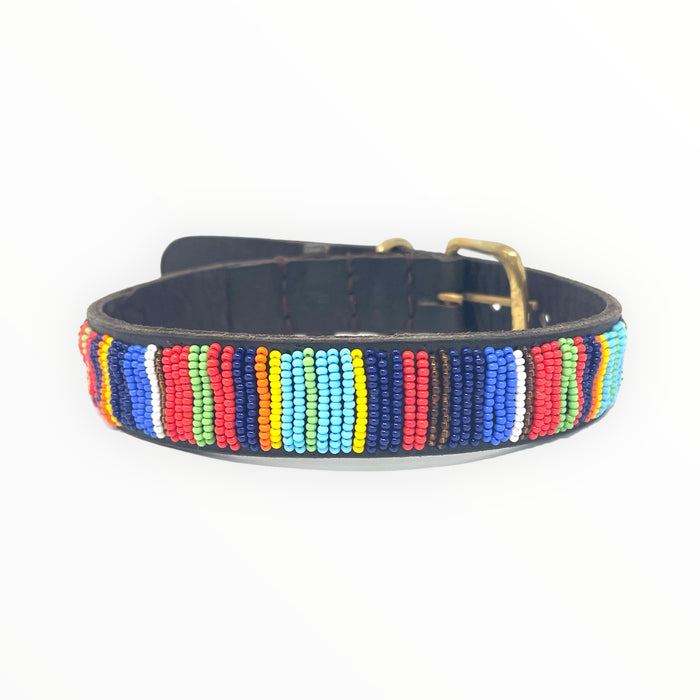 Maasai Leather Beaded Dog Collar